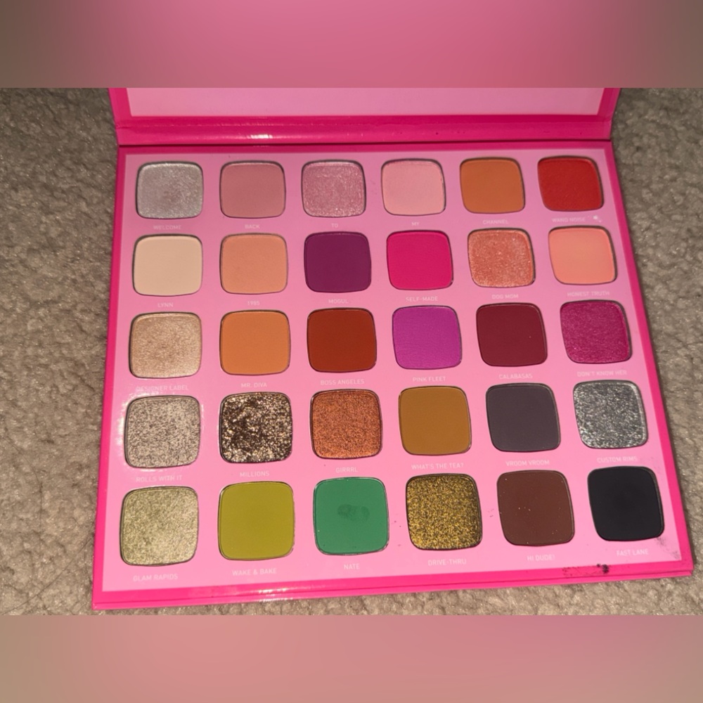 Jeffree Star Bold Eyeshadow Palette with Green, Gold, and Pink